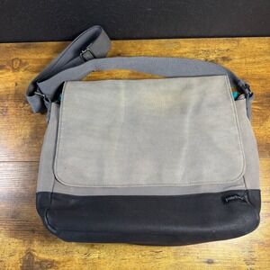 Vintage Punctuate Canvas Messenger Bag Gray Black Large Satchel Crossbody
